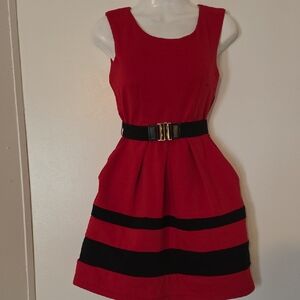 BCX Red and Black Striped Mini Dress